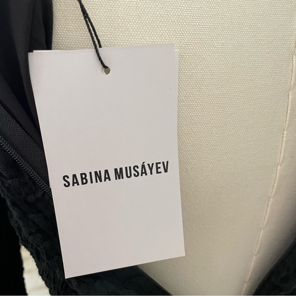 NWT Sabina Musayev Agnes Dress Black Mini Crinkled Cut Outs Drawstring Large - Picture 10 of 11